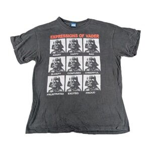 Vintage Star Wars Shirt Mens Medium Expressions Of Vader Black Faded See Details